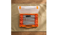 20 Pieces Tent Stake Kit with Case Flat Head Steel Tent Stakes with Puller Strong Ground Anchors for Campers, Backpackers, Camping, Beach, Backyard
