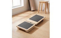 2 Pieces Wooden Foot Stretch Board with Anti-Slip Panels Angled Balance Training Device Low-Rise Slant Board Supportive for Athletes
