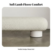 Luxury Feel Long Teddy Fabric Ottoman plush Texture Upholstered Bench Modern Design Accent Stool Multi-Scene Versatility for Guests, Interior Designers, Homeowners, Living Room, Entryway, Bedroom, Walk-in Closet