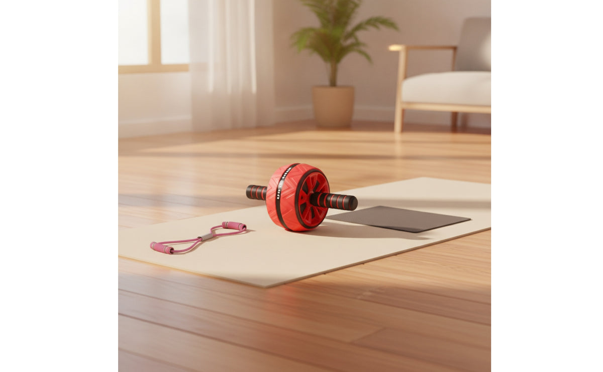 Non-Slip Abdominal Roller with Assistance Rope Stable Ab Wheel with Knee Pad Sturdy Ab Roller Wheel Smooth for Beginners, Home Workouts