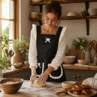 Korean Style Princess Apron Maid Uniform for Women, Breathable Kitchen Cooking Workwear