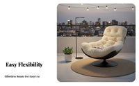 Luxurious Cushioning Upholstered Swivel Lounger Deep Seat Single Sofa Removable and Washable Cushion Lounge Chair Breathable Material for Homebodies, Students, Readers, Living Room, Bedroom, Apartment, Reading Nook
