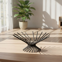 Metal Decorative Tray Minimalist Sculptural Fruit Bowl Black Wire Fruit Basket for Decorators, Kitchen Counter