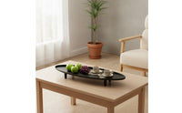 Metal serving Tray with Legs Minimalist Boat Shaped Tray Oval Platter for Living Room