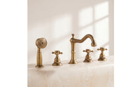 5 Pieces Bathtub Faucet Assembly Metal Bathtub Faucet with Handheld Shower Bath Tub Spout for Bathroom