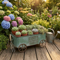 Rectangular Vintage Planter Cart Rounded Corners Distressed Planter Cart Indoor Outdoor Use