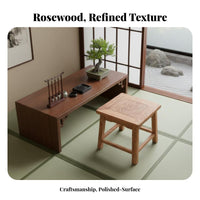 Chinese design Square Wooden Bench Multi-Purpose Low Wooden-Legged Seat Elegant Design Indoor Furniture Space Saving for Homeowners, Interior Decorators, Entryway, Hallway, Living Room, Bedroom
