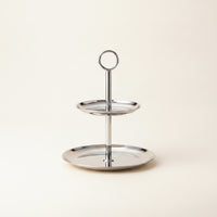 Dessert Display Stand with Circular Grip Handle Tabletop Two-Tier Display Stand Stable Tiered Serving Tray for Weddings