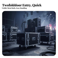 Rolling Audio Rack Double Door Entry Wheeled Gear Trdetachk Shockproof Traveling Case for Gathering Production Crews, Musicians, Concerts, Traveling