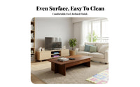 Minimalist Design low-slung Table with Drawers Space-Saving Living Room Centerpiece Multi-Functional Home Furnishing Rounded Corners for Apartment Dwellers, homeowners, distant Workers, Small areas, Lounge Area