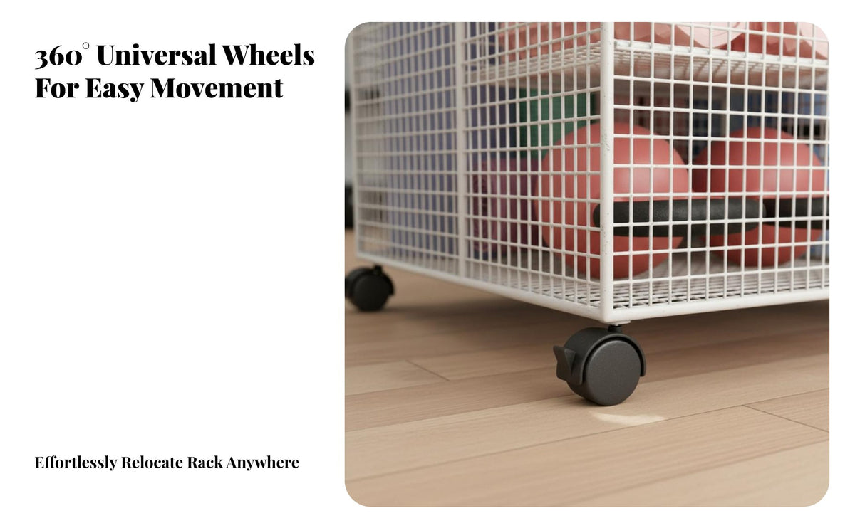 Exercise Mat Storage Rack With Wheels Rolling Fitness Storage Rack Portable Rolling Fitness Equipment Cart for Living Room