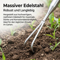 Stainless Steel Hand Rake, Rust-Free Garden Tool for Plants & Flower Beds, Stable Integrated Hand Rake for Soil Cultivation, Polished Silver