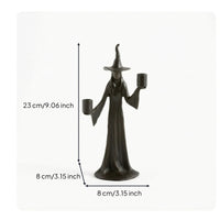 Gothic Tabletop Witch Statue Spooky Standing Witch Figure Dark Fantasy Statue with Tree Root Robe Mystical for Mantels