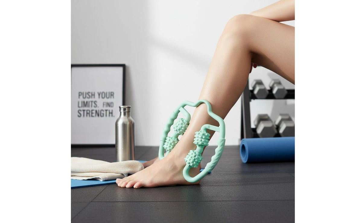 3D Floating Points 4-Wheel Muscle Massager Full Body Use Leg Clamp Massager Adjustable Width Fitness Equipment Flexible Frame for Gym