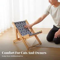 Cat Lounge Chair Sturdy Wood Frame Sisal Scratching Chair Wooden Cat Scratching Lounger Scrape Resistant Folding Pet Lounger