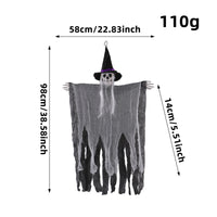 Pointed Hat Hanging Witch Skeleton Decoration Ragged Robe Tattered Witch Wall Hanging Black Underlayer Violet Band