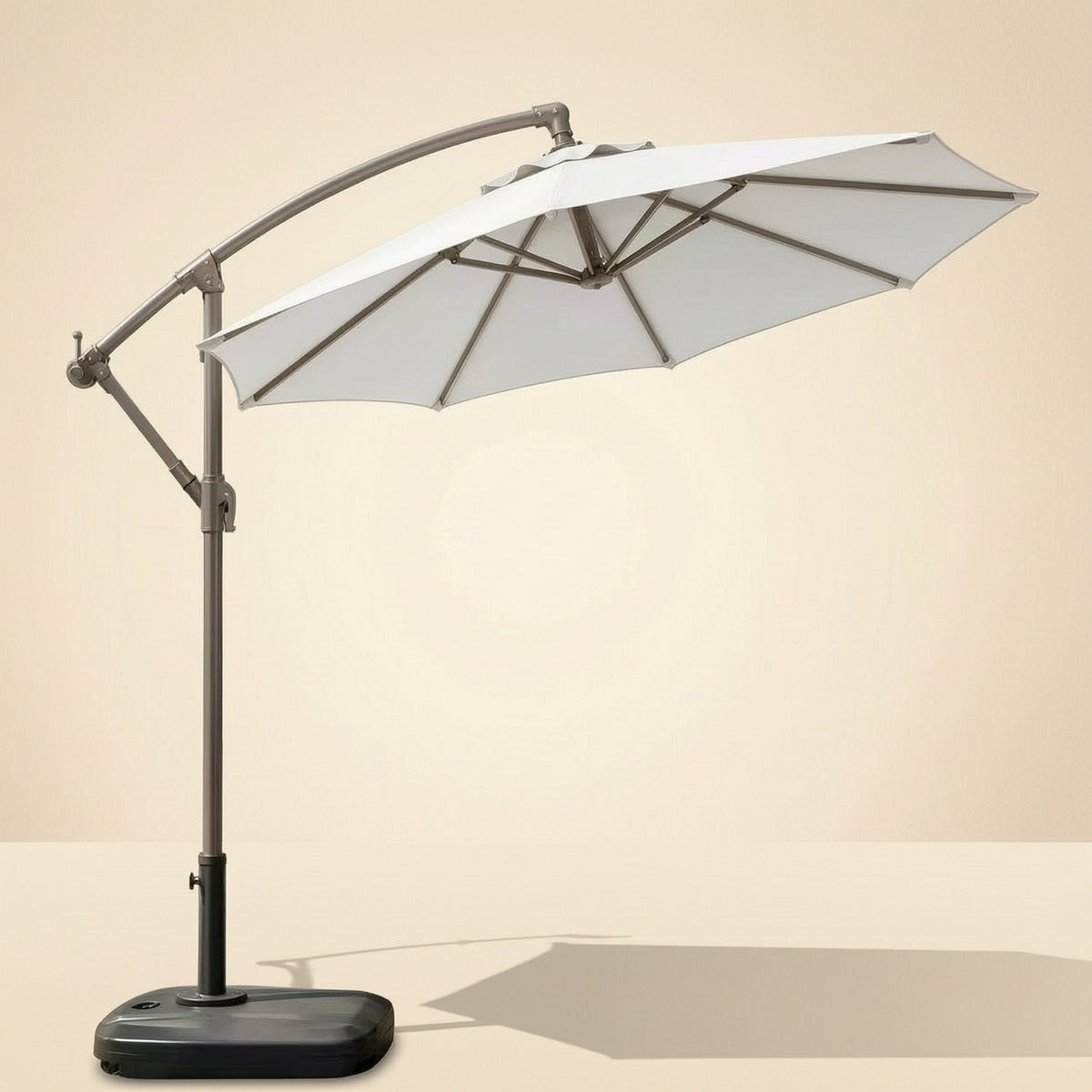 Offset Patio Umbrella with Weighted Base Heavy Duty Cantilever Patio Umbrella with Rolling Stand Waterproof for Homeowners, Backyard, Poolside, Garden