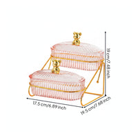 Snack Organizer with Metal Stand Gold Two-Tier Snack Bowl 2-Tier Fruit Bowl Easy to Clean Tray Sturdy for Hosts, Living Room