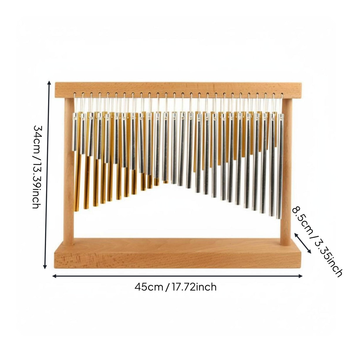 52 Tone Double Row Bar Chimes Sound Therapeutic Tabletop Meditation Chimes Wide Tonal Range Wooden Frame Chime Instrument