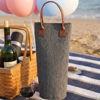 Gift Bag for Vino with Thick Padding and Zipper, Insulated Bottle Travel Bag for Single Bottle, Foldable Tote with Textile Handle, Travel Gift