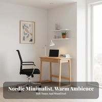 Space-Saving Wooden Desk with Drawers Minimalist Design Single-Drawer Wooden Desk Easy Assembly Study Table Ample Legroom for work-from-home Workers, Apartment Dwellers, Professionals, Small compact areas, Dorm Room, Bedroom