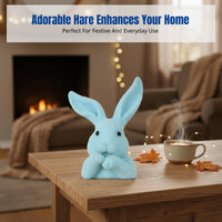 Flocked Moss Bunny Decor, Resin Bunny Ornament, Home Office Decoration for Easter, Thanksgiving, Christmas