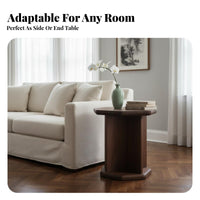 dual-level Corner Stand Song era Aesthetic 2-Tier Side Table solid Wood Construction Round and Square Top choices for Entryway