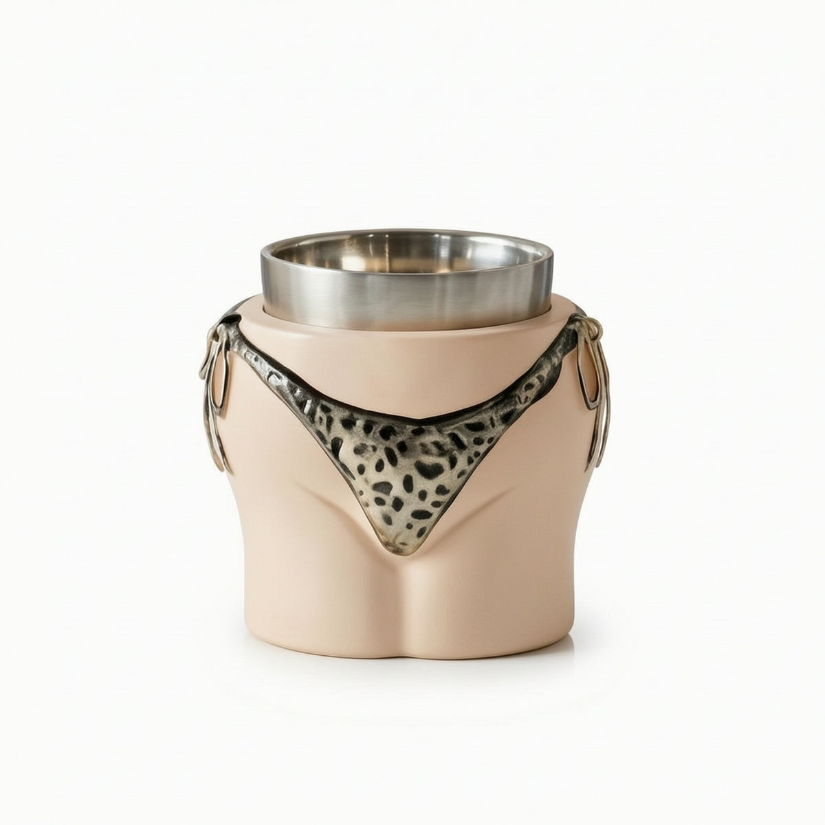 Leopard-Print Bikini-Shaped Cup with Stainless Steel Liner Double-Wall Bikini Cup Insulated Vessel Compact for Party Hosts, Home Bar Owners, Parties, Themed Restaurants