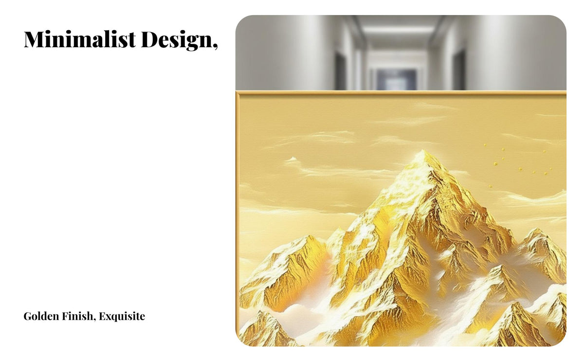 High Quality Print Golden Mountain Painting Inspiring Nature Scenery Golden Mountain Wall Art Ready to Hang Gold Summit Canvas Picture Aluminum Alloy Frame for New Homeowners, Interior Designers, Office Workers, Entrance Hall, Living Room, Hallway
