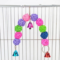 Hanging Bird Toy with Metal Rattan Ball, Parrot Plaything for Bird Cage, African Grey Enrichment and Entertainment Hanging Bell