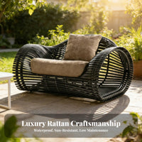 4 Pieces Waterproof 4-Piece Woven Sofa and Chair Set Outdoor Furnishing weather-resistant Garden Seating Group long-lasting Frame for Hotel Managers, Business Owners, Balcony, Patio, Terrace, rearyard