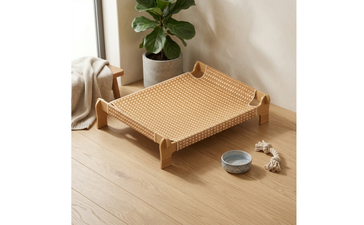 Cat Cot Woven Elevated Cat Bed Furniture Stable for Cats, Indoor, Living Room