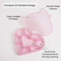 Heart Shaped Pink PP Organizer with Dividers, Small Item Organizer Storage Containers for Beads, Clear Compartment Box for Embroidery Thread Storage