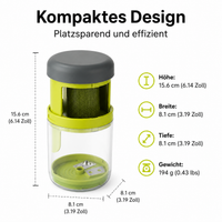 3-in-1 Julienne Slicer, Kitchen Utensil with Stainless Steel Blades, Green Vegetable Cutter for Zoodles, 15.6x8.1x8.1cm with Container