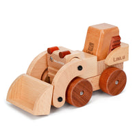 Beech Wood Magnetic Building Blocks Set for Kids - Engineering Vehicles and Airplanes