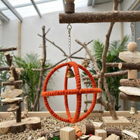 Parrot Swing Perch Made of Rope with Bell, Iron Bird Enrichment Toys for Cockatiel, Budgie and Parakeet Physical Activity