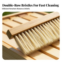 Double Row Apiary Brush Gentle on Honeybees Wooden Handle Apiary Brush Beehive Cleaning Tool Soft Bristles Comfortable Grip