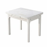 Space-Saving Extendable Pedestal Table Modern design Household Furniture Easy to Clean abrasion Resistant for Apartment Dwellers, Families, homeowners, Small areas, Dining Room, Family Gatherings, Kitchen