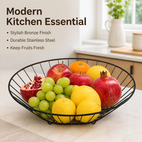 Bronze Hanging Fruit Basket, Modern Minimalist Metal Wire Hanging Basket for Pantry, Stainless Steel Fruit Basket for Kitchen Storage