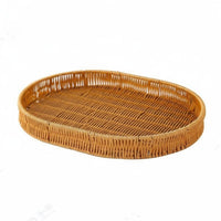 Imitation Rattan Design Round Woven Basket Handwoven Round Woven Bread Basket Straight-Sided Serving Tray adaptable for Interior Decorators, Restaurant Owners, Kitchen, Dining Table, Living Room, Pantry