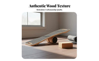 Sturdy Wood Construction Roller Balance Board Non-Slip Surface Wooden Balance Board Ankle Strengthener Fitness Equipment High Weight Capacity for Surfers, Snowboarders, Athletes