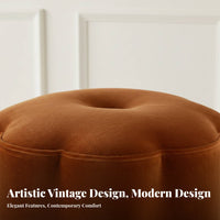 French Retro Design Round Vanity Stool Vintage design Upholstered Seat Multi-Functional Footstool Comfortable padding for Homeowners, Adults, Women, Living Room, Entryway, Bedroom