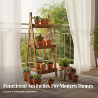 2-Tier Collapsible Shelf Space-Saving 2-Tier Plant Stand Stable Structure
