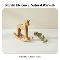 Wooden Rocking Horse Handcrafted Nordic Design Rocking Horse Handmade for Art Enthusiasts, Home Embellishers, Desktop, Living Room, Table Centerpiece