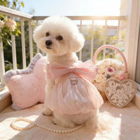 Princess Dress for Dogs and Cat Dress, Solid Butterfly Sleeve Polyester Fiber Pet Outfit, Princess Dress for Cats and Dog Dress for Small Maltese