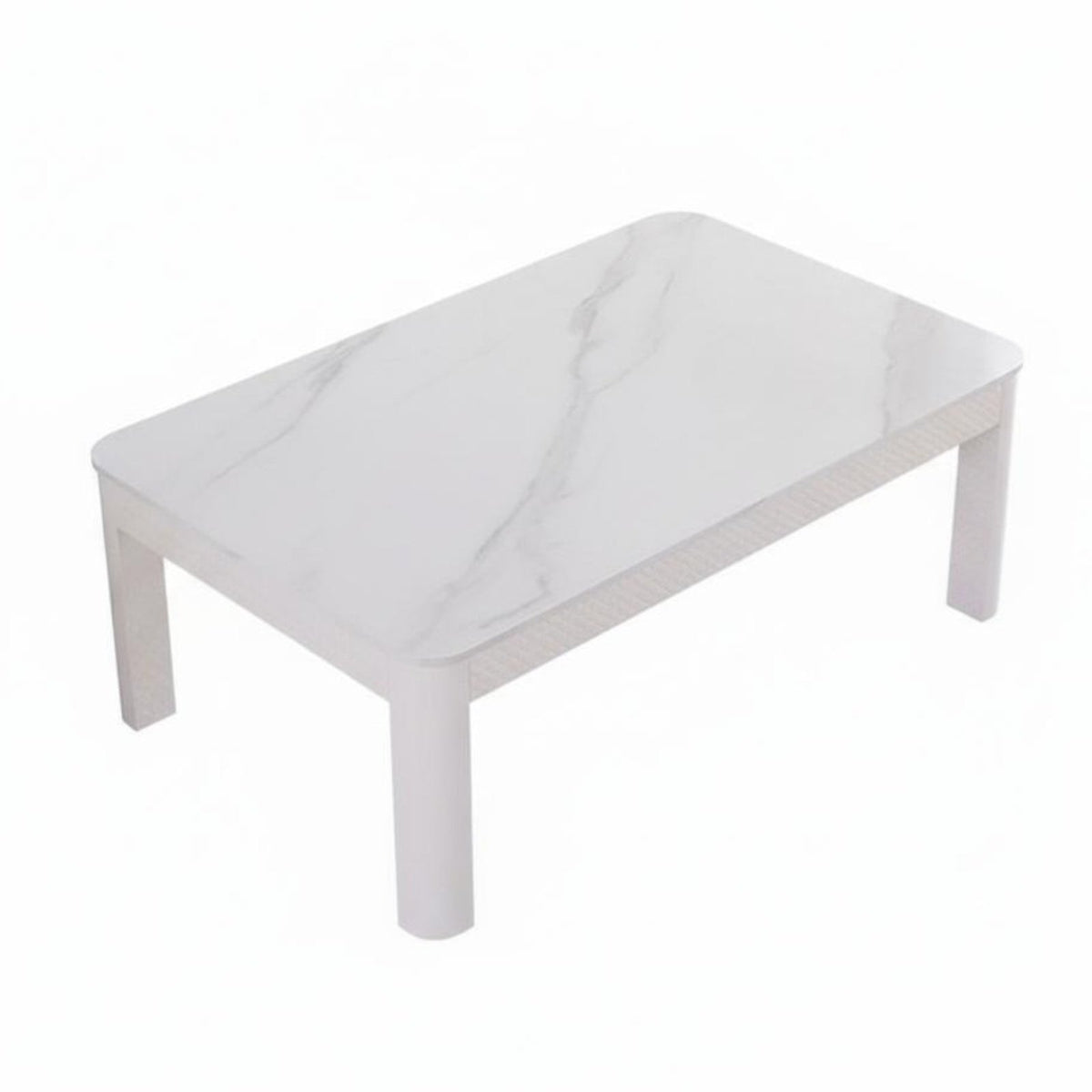 Snow White snow Finish Rounded Corner Low Table Modern Minimalist design Household Furniture Small Apartment accommodating Easy to Clean for Homeowners, Families, Adults, Living Room, Reception Area, Office, Lounge