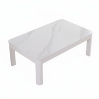 Snow White snow Finish Rounded Corner Low Table Modern Minimalist design Household Furniture Small Apartment accommodating Easy to Clean for Homeowners, Families, Adults, Living Room, Reception Area, Office, Lounge