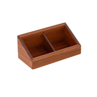 Wooden Storage Divider Box 2-Compartment Divided Storage Box Slanted Front Wooden Organizer for Office Desk