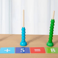 Hand-Eye Coordination Number Matching Game Focus Training Wooden Bead Stacker Cognitive Skills Bead Sorting Structure Early Learning for Preschoolers, Toddlers, Classroom