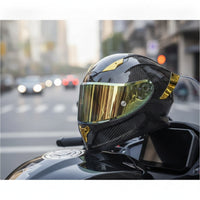 Carbon-Fiber-Pattern Bluetooth Integrated Motorcycle Helmet Communication System Bluetooth Motorcycle Helmet Aerodynamic Tinted for Riders, Commuters, Touring, Commuting